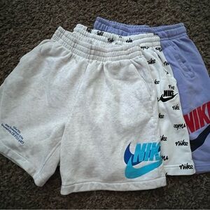 Nike Kids Shorts Trio - White, Blue, and Purple
